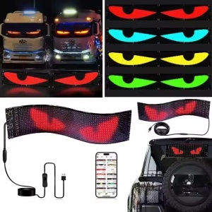 Ochi Display LED Animat Auto, Control prin Aplicație LOY SPACE (iOS & Android), Lipire pe Geam, Ochi, Text și Poze Personalizate și Altele