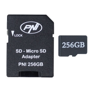 Pachet 2 bucati card de memorie MicroSD PNI 256GB cu adaptor SD Clasa 10, 80 Mb/s, V30