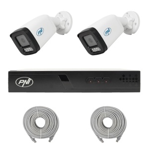 Pachet supraveghere video NVR POE PNI House IP710J, 2 camere PNI IP515J, 5MP si cabluri incluse