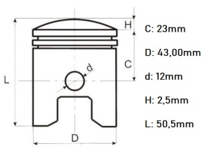 Piston scuter 2T 50cc Yamaha DT 40mm - Img 2