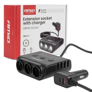 Priza bricheta 4xUSB-A QC3.0 PD 3.0 180 W Amio