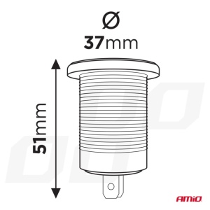 Priza bricheta auto rezistenta la apa cu lumina de fundal LED ROSU 12/24V - Img 4