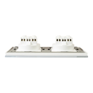 Priza dubla incastrabila PNI WP202W, cu rama din sticla, 16A, 2X3000W, 230V, alb - Img 2