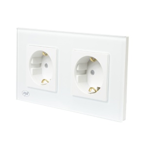 Priza dubla incastrabila PNI WP202W, cu rama din sticla, 16A, 2X3000W, 230V, alb - Img 7