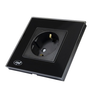 Priza simpla incastrabila PNI WP101B, cu rama din sticla, 16A, 3700W, 230V, negru - Img 8