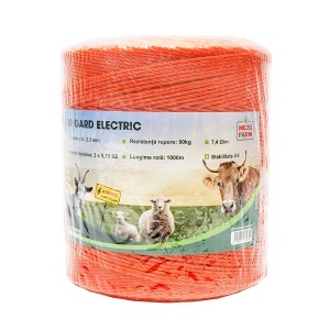 Rola fir portocaliu fi 2.5mm insertie metalica 3x0.15mm SS, rezistenta 7.4 Ohm/m, 1000m gard electric Mezofarm - Img 3