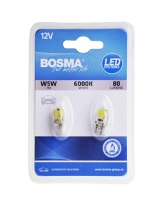 Set 2 becuri LED auto, T10 12V BOSMA