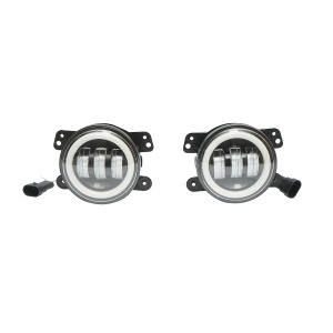 Set 2 proiectoare ceata LED cu DRL Angel Eyes 10-60V 30W, 3 functii alb/galben, lumina de zi, ceata si semnalizare Breckner Germany