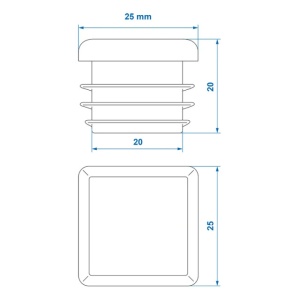 Set 4 buc. Dop teava patrat plastic 25x25mm - Img 6