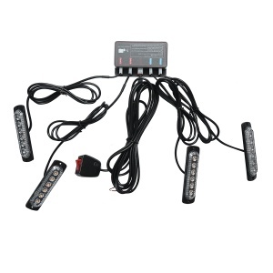 Set 4 lampi LED stroboscopice 24W, 12-24V galben, unitate control cu 4 module 110x28x12mm - Img 2