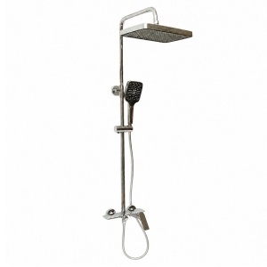 Set dus Premium multifunctional de perete din cupru, 3 functii curgere apa, dus dreptunghiular tip ploaie, para de dus, crom lucios - Img 4