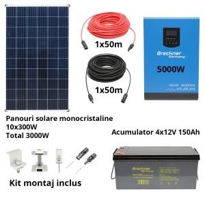 Sistem solar fotovoltaic cu invertor 5KW 220V ON-Grid Hibrid 48V, 105A MPPT Breckner Germay - Img 2
