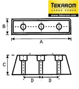 Tampon cauciuc 400x52x80 cu 3 gauri - Img 2
