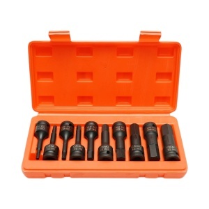 Trusa chei tubulare de impact imbus hexagonale lungi H5-H19, patrat 1/2 inch Cr-Mo 10 piese Breckner Germany