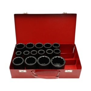 Trusa chei tubulare de impact lungi bihexagonale 17-50mm, patrat 3/4 inch Cr-Mo 15 piese Breckner Germany