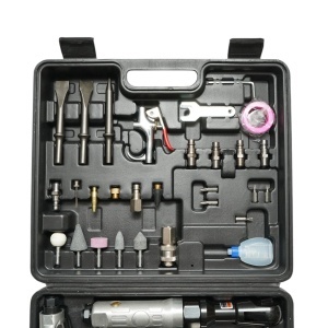 Trusa scule pneumatice cu pistol de impact, ciocan, clichet, polizor drept si accesorii 46 piese Breckner Germany - Img 3