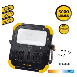 WOTAN: Proiector de lucru reincarcabil, 3000 lumeni, cu functie Bluetooth