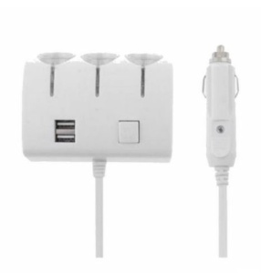 Adaptor auto pentru bricheta 3 prize 12/24V cu Incarcator si 2 USB - Img 2