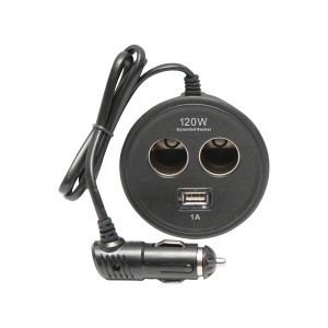 Adaptor triplu bricheta pt suport pahar cu cablu 1m