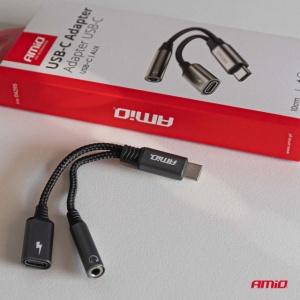 Adaptor USB-C la USB-C + Mini mufa 3,5 mm Adaptor mama 10 cm - Img 4