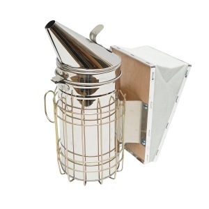 Afumator albine din inox cu cilindru scut termic si burduf din piele 190mm - Img 2