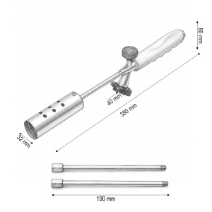 Arzator de gradina pentru buruieni 380-760mm, 2 prelungitoare 190mm, rotire 360 grade, aprindere manuala, flacara reglabila 1350°C - Img 4