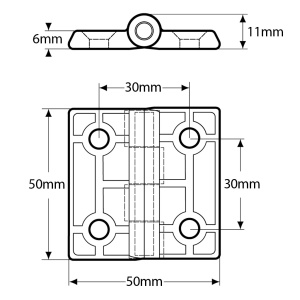 Balama din zinc turnat sub presiune 50x50 mm cu ax din otel inoxidabil 316 - Img 2
