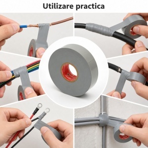 Banda izolatoare gri vinil 19mm x 20m Premium Super Power 33+ HighPower - Img 4