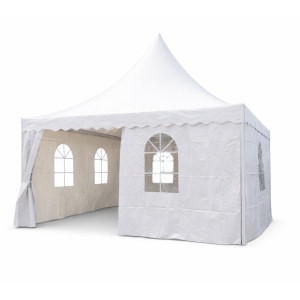 Cort evenimente pavilion tip pagoda 5x5m, alb impermeabil UV, acoperis PVC 750g/m2, cadru otel-aluminiu 48x48x2.5mm - Img 7