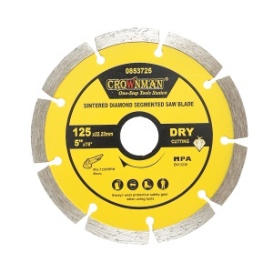 Disc diamantat segmentat 125x22.23mm, taiere uscata pentru beton, piatra, granit, marmura Crownman