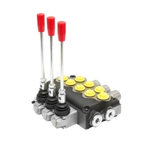 Distribuitor hidraulic cu 3 manete supapa de siguranta SD11 debit 80L/min levier si reductie -15 /+80 Breckner Germany - Img 2
