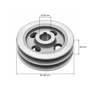 Fulie transmisie mica 140mm pentru cositoare laterala cu grebla 9GBL - Img 3