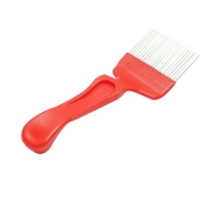 Furculita apicola pentru descapacit cu dinti indoiti din inox cu maner plastic 210mm - Img 3