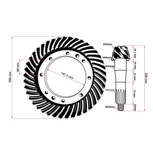 Grup conic fata U-650 U-651 (7 dinti pinionul cu 41 de dinti coroana) - Img 3