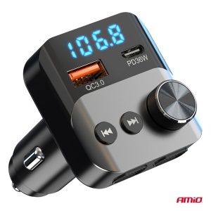 Incarcator - Modulator FM - Bluetooth 1×USB-A 1×USB-C 12V 24V Amio - Img 2