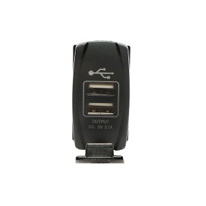 Incarcator universal 12/24V cu doua porturi USB, tensiune de iesire 5V/3.1A DC (montaj in Tablou bord; grila, etc.) incarcare rapida