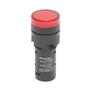 Indicator semnalizare LED rosu 220V AC 16mm Breckner Germany