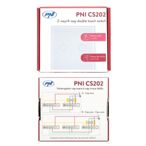 Intrerupator cap scara si cap cruce dublu cu touch PNI CS202 din sticla, alb, cu LED indicator - Img 8