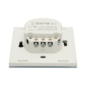 Intrerupator inteligent smart Wi-Fi touch dublu alb 220V, 2000W, rama sticla 86x86x33mm, aplicatie Tuya Smart Life, compatibil Alexa si Google Home - Img 4