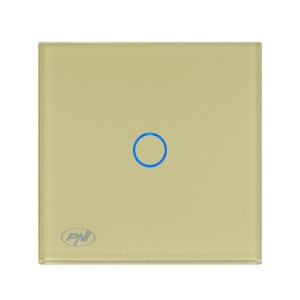 Intrerupator simplu cu touch PNI SH101G din sticla, Gold cu LED indicator culoare auriu - Img 5
