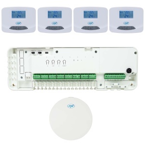 Kit automatizare Wi-Fi PNI CT28 Pro 4 pentru incalzire in pardoseala, aplicatie de mobil Tuya Smart, 4 unitati comanda si hub internet inclus