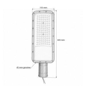 Lampa iluminat stradal LED 100W, 100-265V, 6500K, 14000lm cu prindere pe stalp 445x155x45mm IP66 Breckner Germany - Img 5