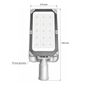 Lampa iluminat stradal LED 150W, 100-277V, 6500K, 25500lm cu prindere pe stalp 500x210x70mm IP66 Breckner Germany - Img 5