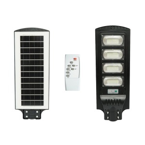 Lampa solara LED iluminat stradal 300W cu panou solar 18W, baterie LiFePO4 16000mAh, senzor miscare, telecomanda, prindere stalp IP65 Breckner Germany