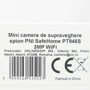 Mini camera de supraveghere spion PNI SafeHome PT946S 3MP, WiFi 2.4GHz, acumulator 1200mAh, microSD slot, aplicatie dedicata