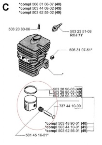 Piston drujba Husqvarna 45, 245R / Jonsered 2045 Ø 42 mm Meteor - Img 2