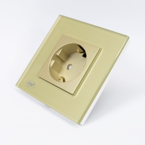 Priza simpla incastrabila PNI WP101G cu rama din sticla, Gold culoare auriu, 16A 3000W - Img 2