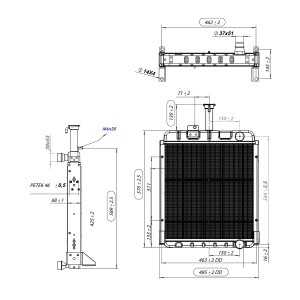 Radiator racire apa cu 3 randuri de celule pentru Case IH seria 85, 95 cod OEM 150-271, 1536373C1 Breckner Germany - Img 2