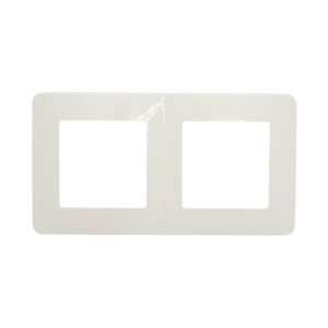 Rama dubla alba PC priza si intrerupator 150x83mm