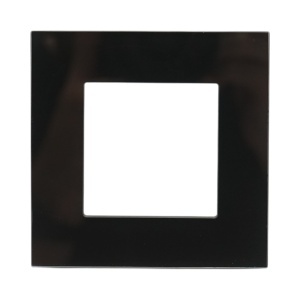 Rama simpla sticla neagra priza si intrerupator 86x86x10mm - Img 1